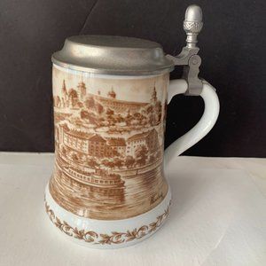 AK KAISER Flat Acorn Lid German Beer Stein HEIMATSEIDEL WURKBURG